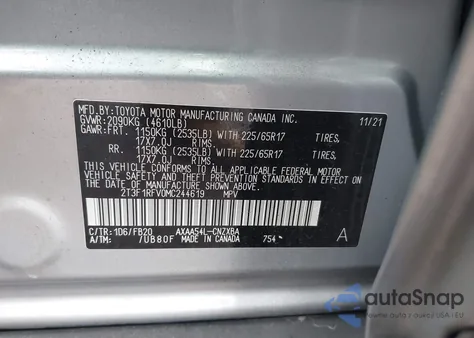 2021 Toyota Rav4 Le z USA, uszkodzony, nr VIN 2T3F1RFV0MC244619